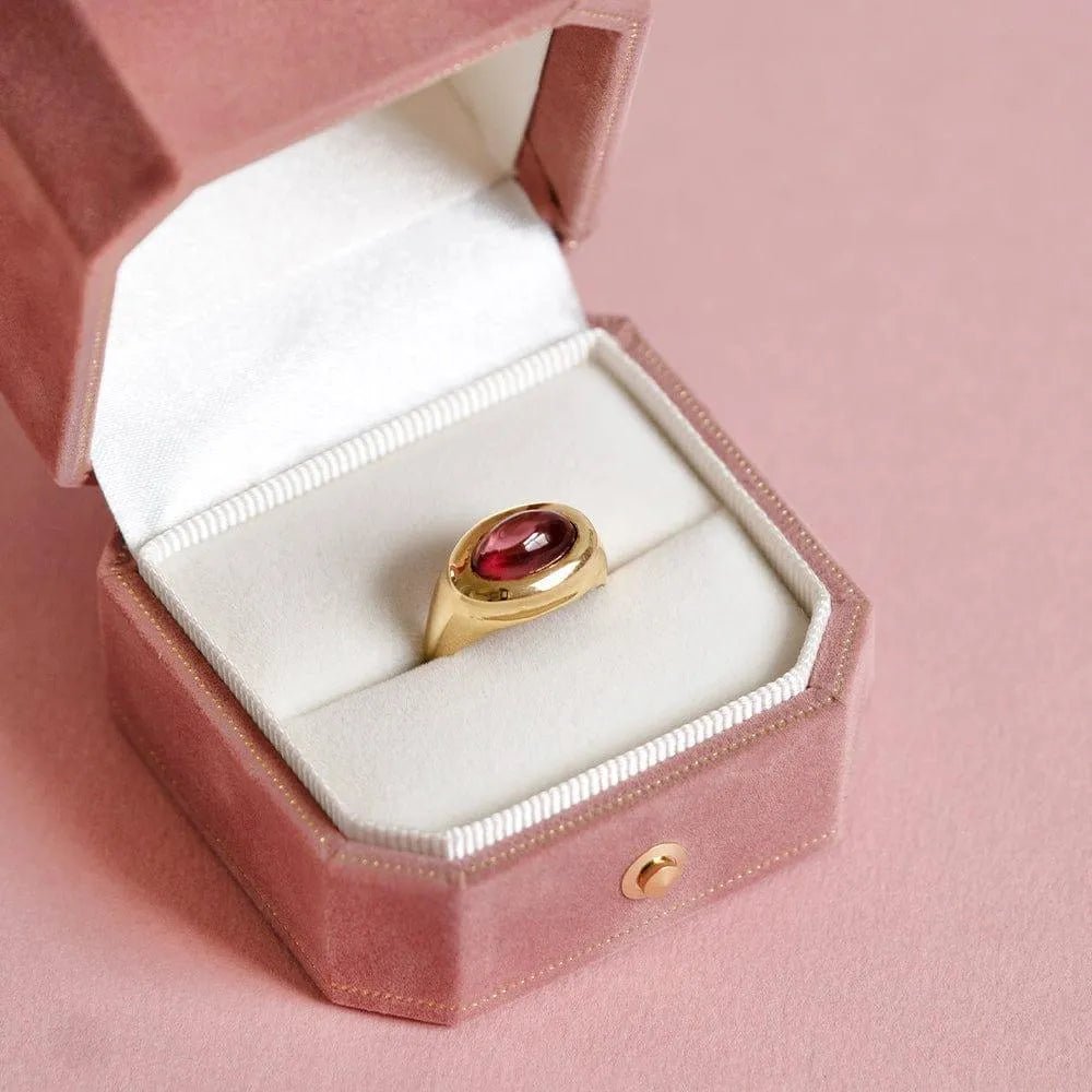 Ada 3.42 Carat Pink Tourmaline Cabochon 18K Gold Signet Ring, view 2