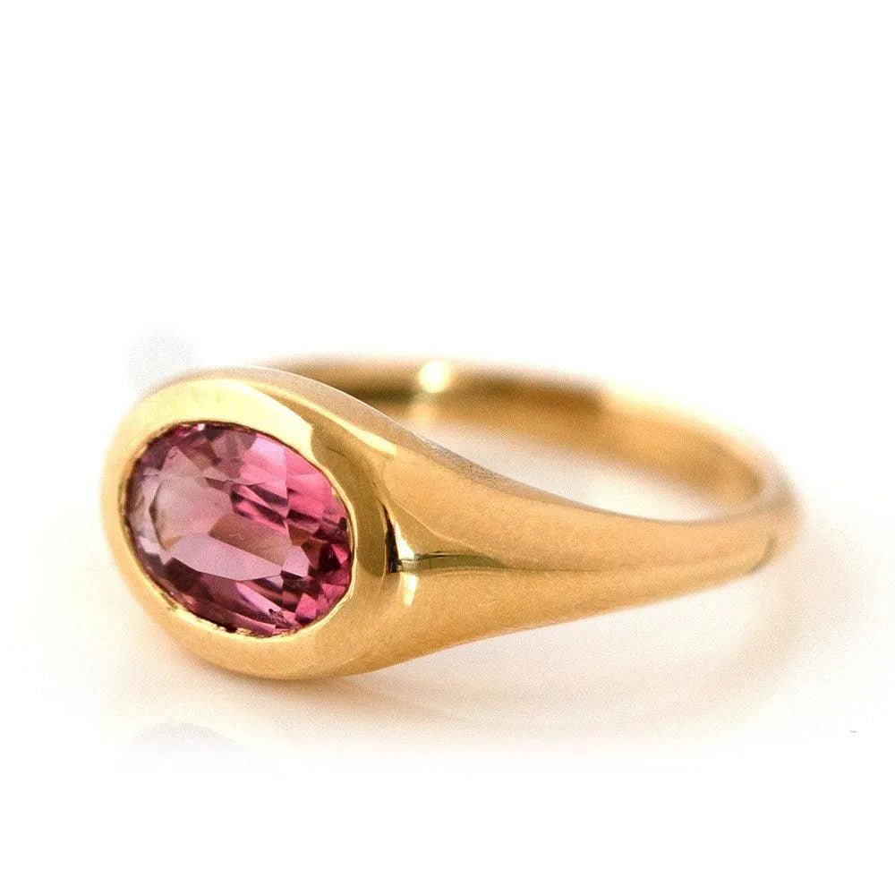 Ada 1.48 Carat Pink Tourmaline 18K Gold Signet Ring, view 13