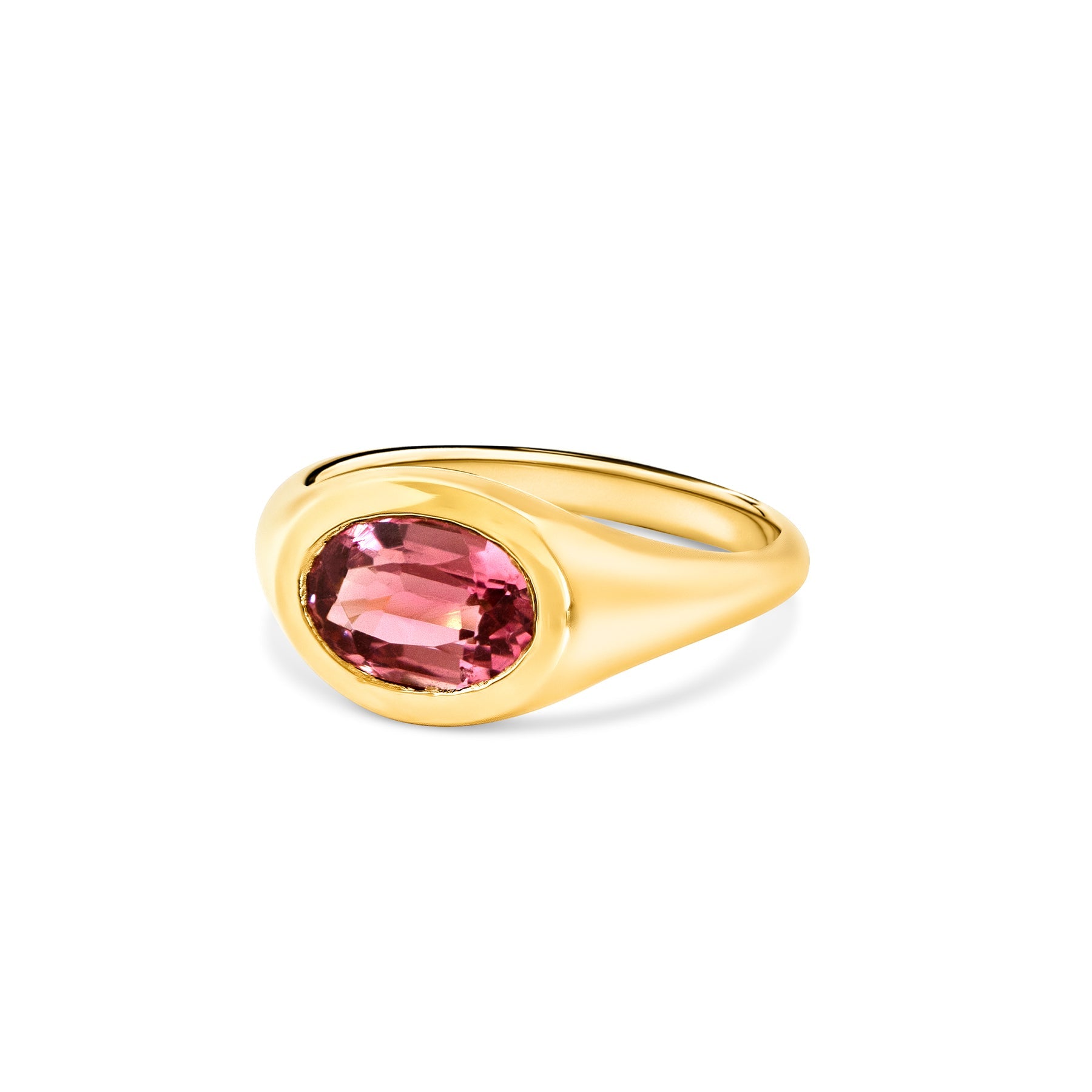 Ada 1.48 Carat Pink Tourmaline 18K Gold Signet Ring