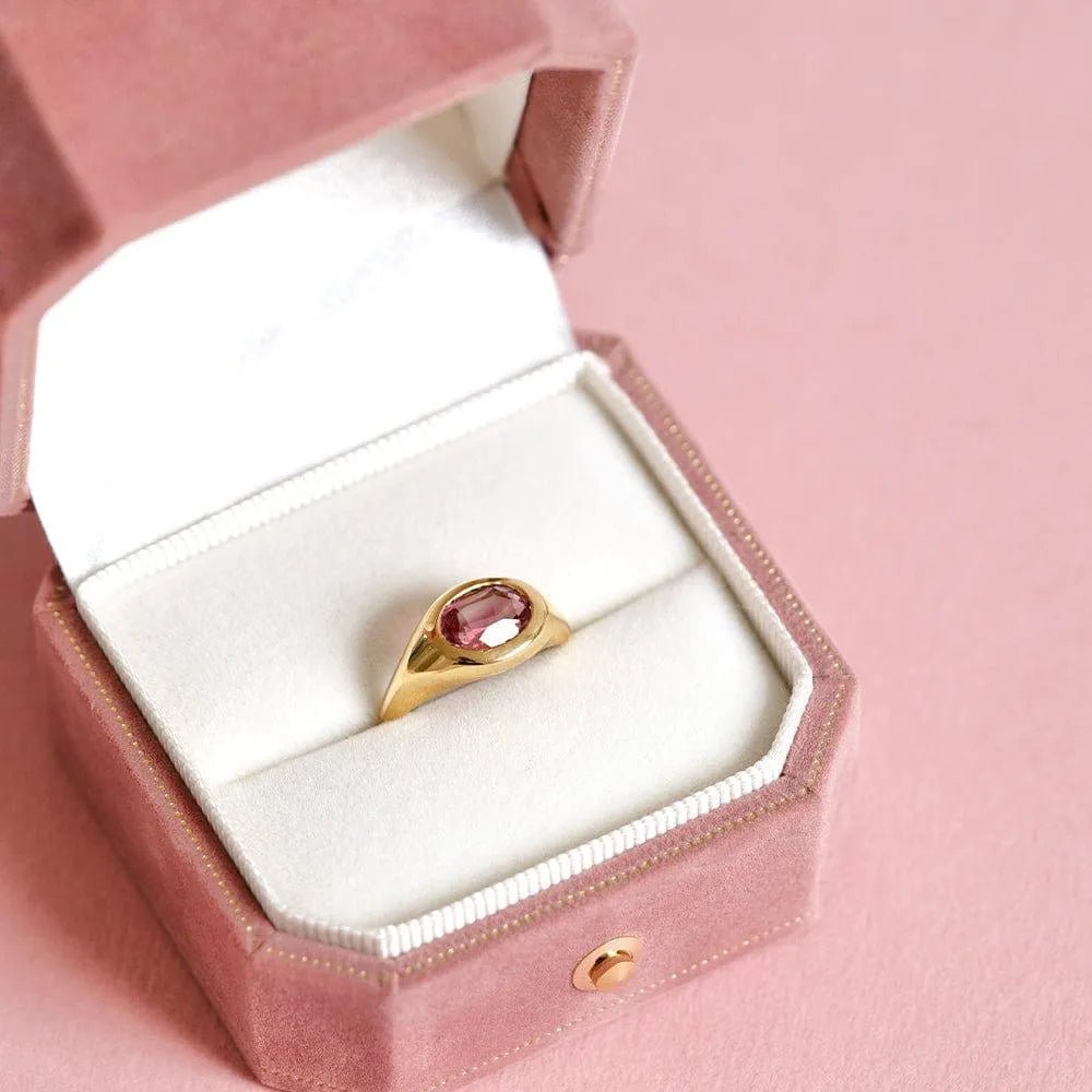 Ada 1.48 Carat Pink Tourmaline 18K Gold Signet Ring, view 6