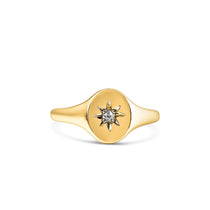 Ada Star Petite 14K or 18K Yellow Gold Birthstone Signet Ring