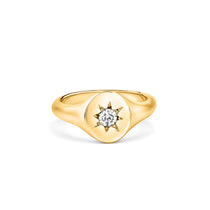 Ada Star 0.10 Carat Diamond 14K or 18K Gold Signet Ring