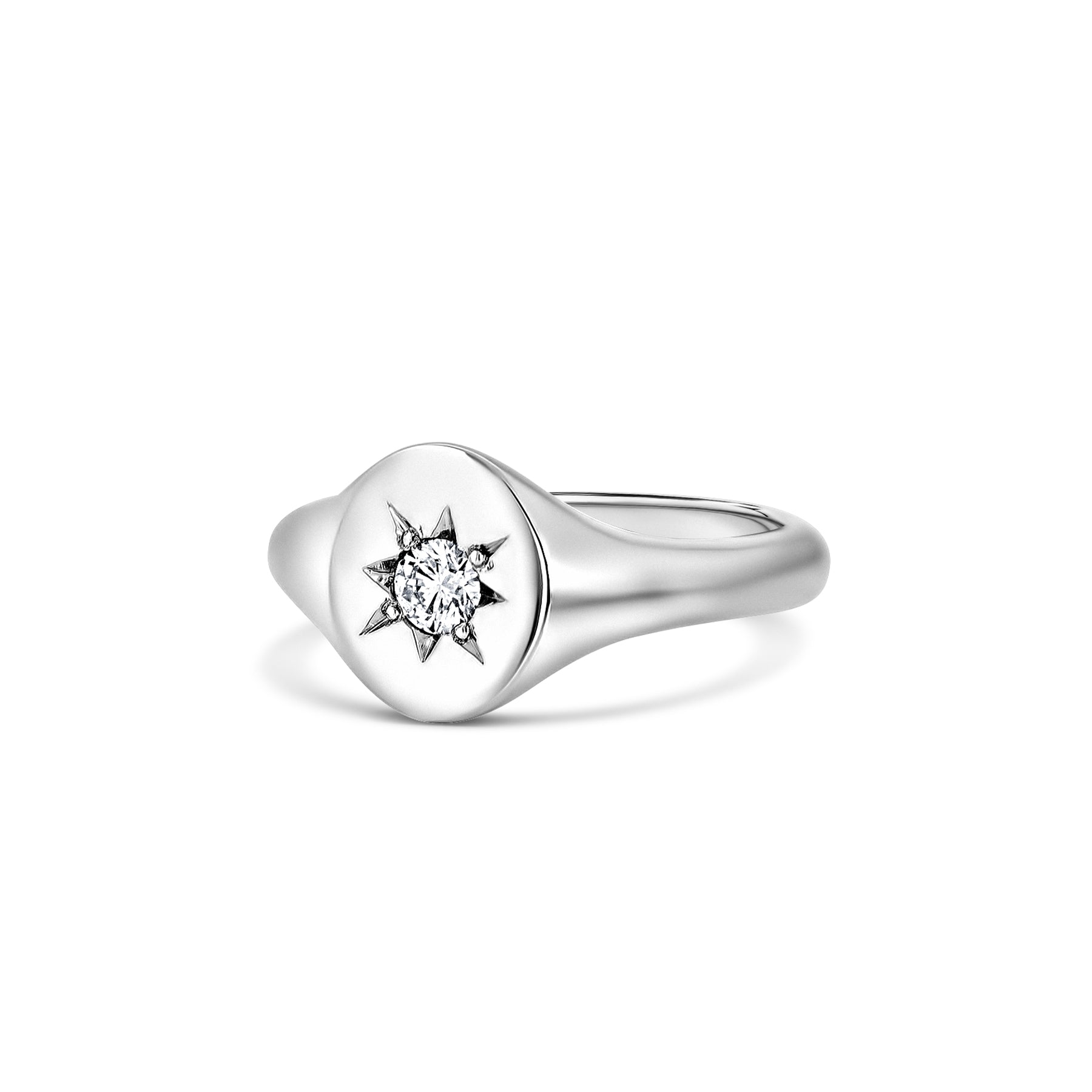 Ada Star 0.10 Carat Diamond 14K or 18K Gold Signet Ring, view 8