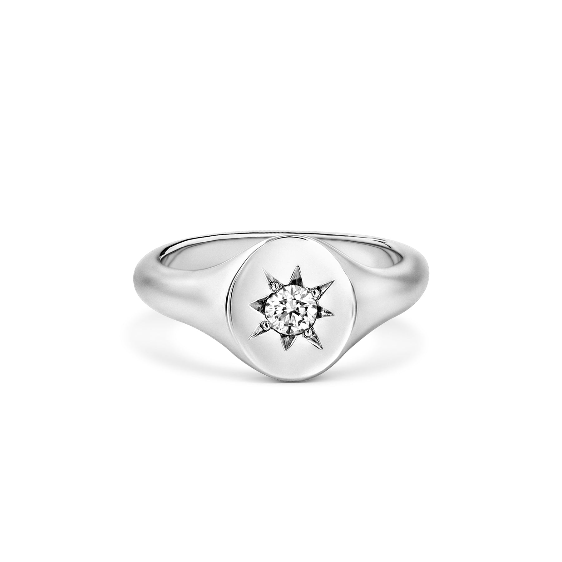 Ada Star 0.10 Carat Diamond 14K or 18K Gold Signet Ring, view 6