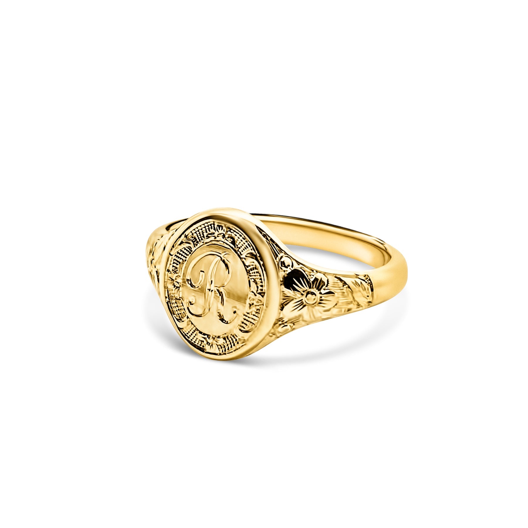 Ada Renewal Hand-Engraved 14K or 18K Gold Signet Ring