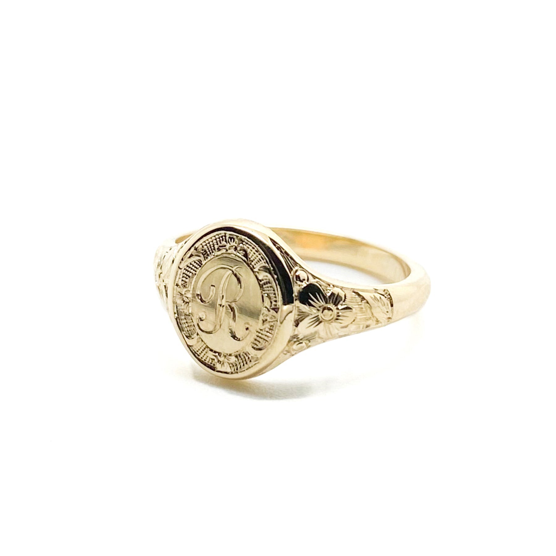 Ada Renewal Hand-Engraved 14K or 18K Gold Signet Ring, view 8