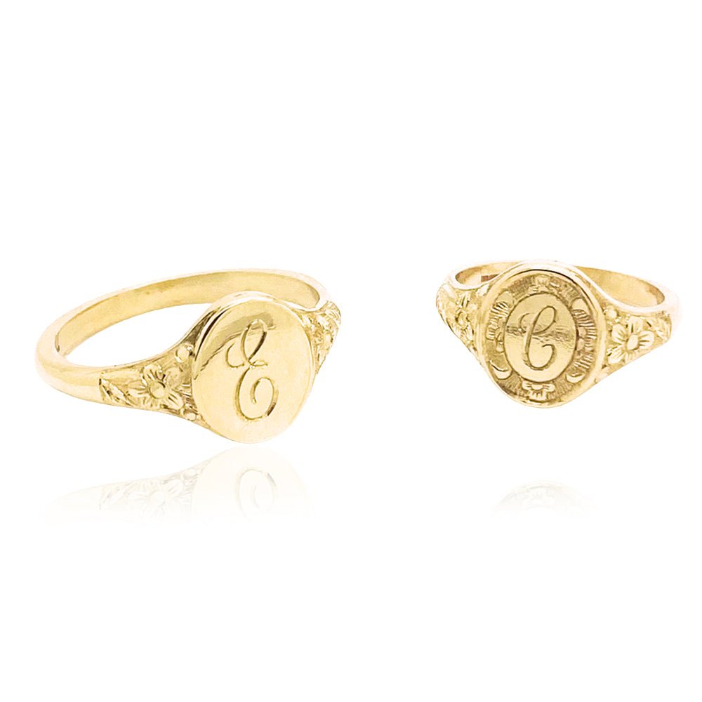 Ada Renewal Hand-Engraved 14K or 18K Gold Signet Ring, view 3