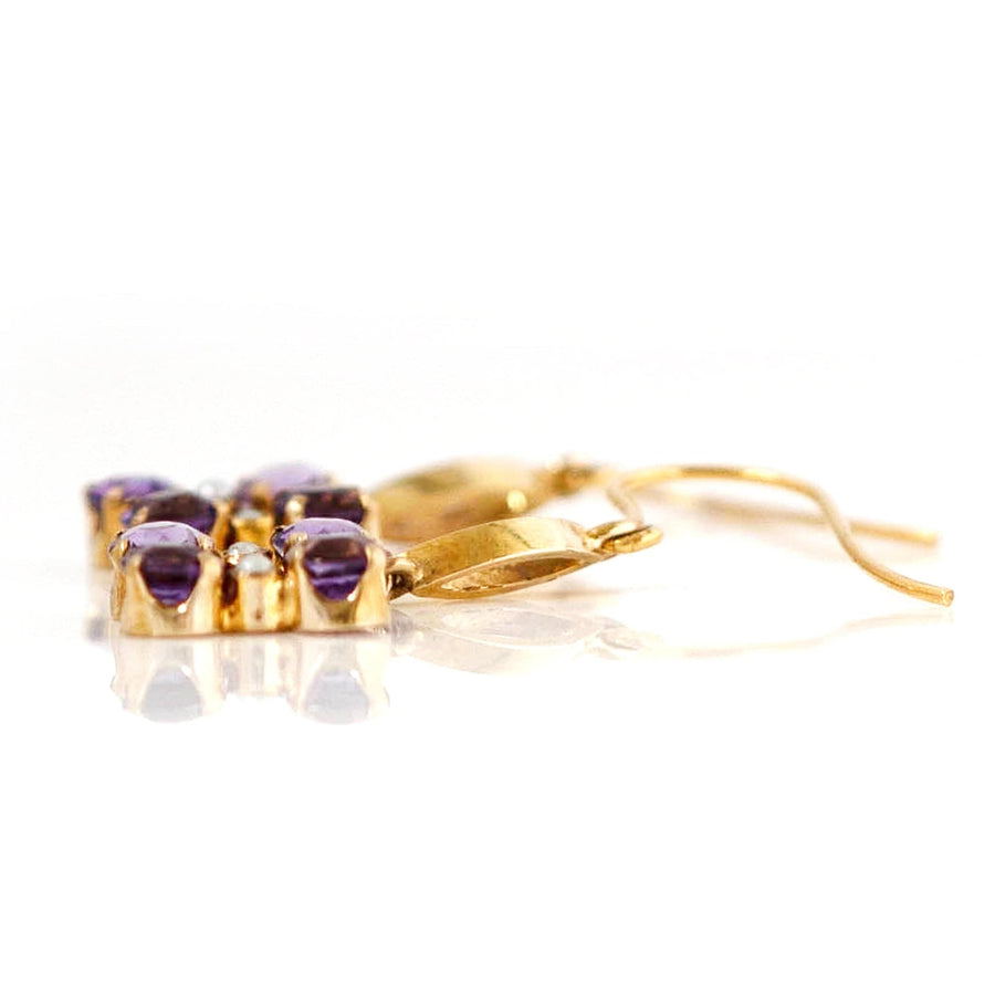 VICTORIAN Earrings Antique Edwardian Amethyst Seed Pearl  9ct Gold Drop Earrings Mayveda Jewellery