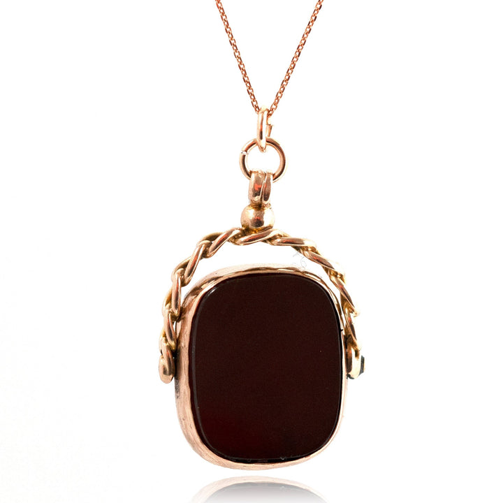VICTORIAN Necklaces Antique 1917 Carnelian 9ct Rose Gold Swivel Fob Necklace Mayveda Jewellery