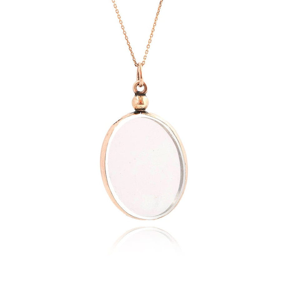 VICTORIAN Necklaces Antique Victorian 9ct Rose Gold Oval Glass Locket Necklace Mayveda Jewellery