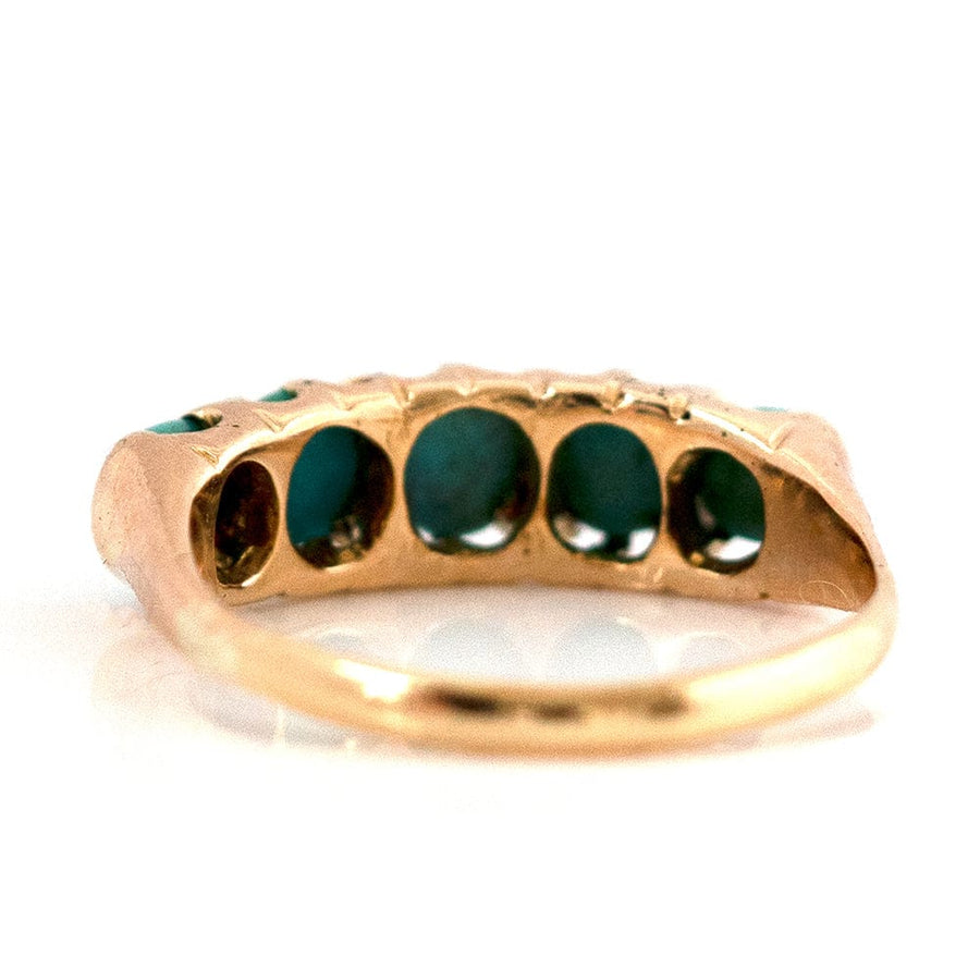 VICTORIAN Rings Antique Victorian Five Stone Turquoise 18ct Gold Ring Mayveda Jewellery