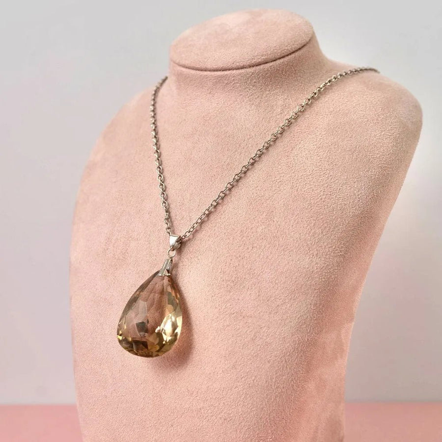 Vintage 1920s Art Deco Smokey Quartz Silver Necklace