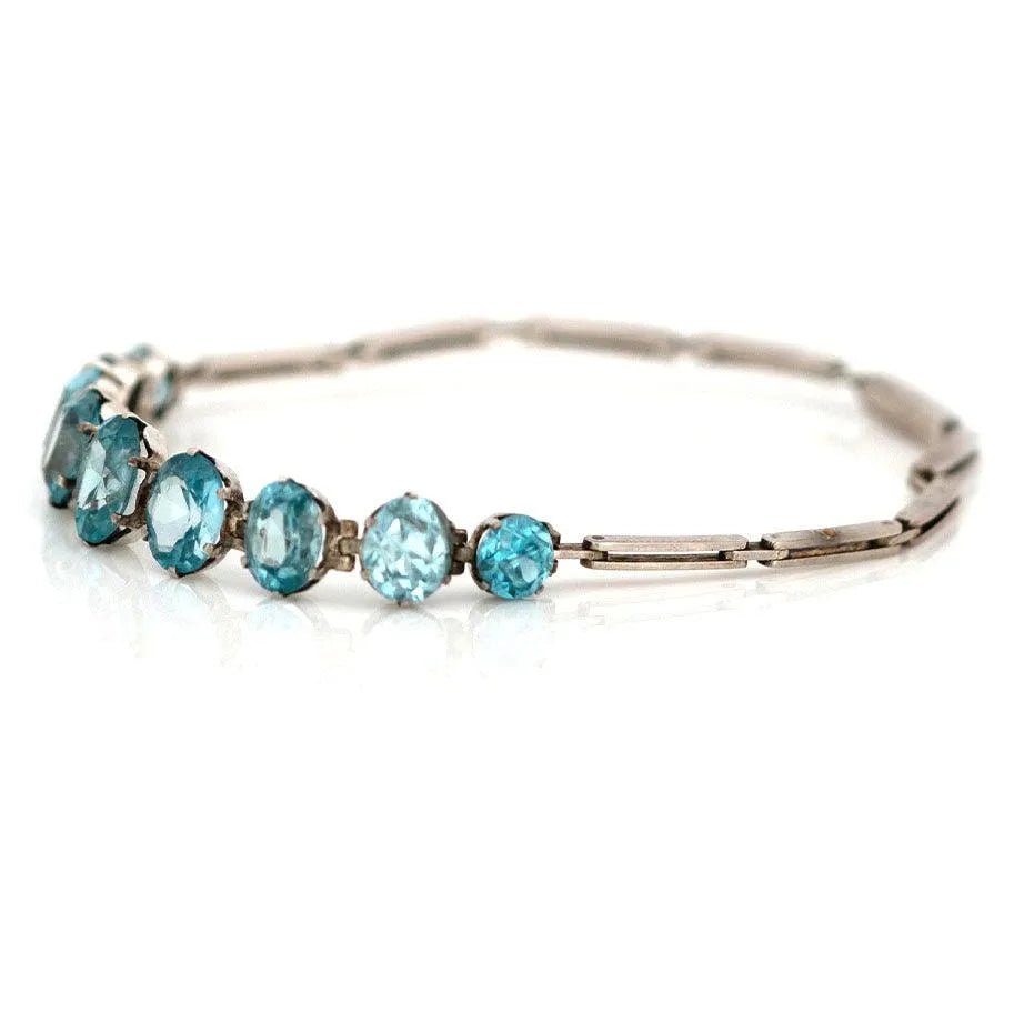 Vintage 1930s Zircon 9ct White Gold Bracelet, view 4