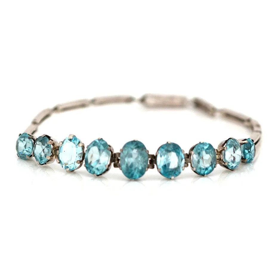 Vintage 1930s Zircon 9ct White Gold Bracelet
