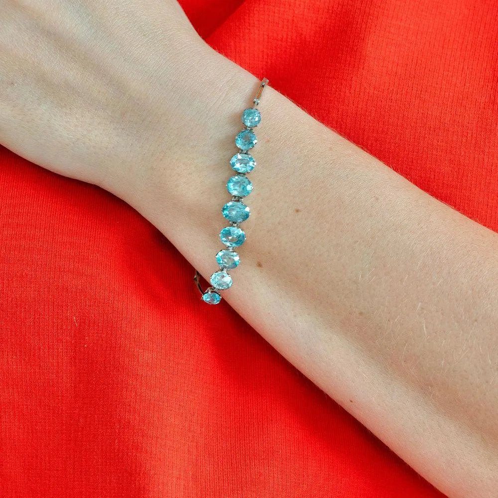Vintage 1930s Zircon 9ct White Gold Bracelet, view 2