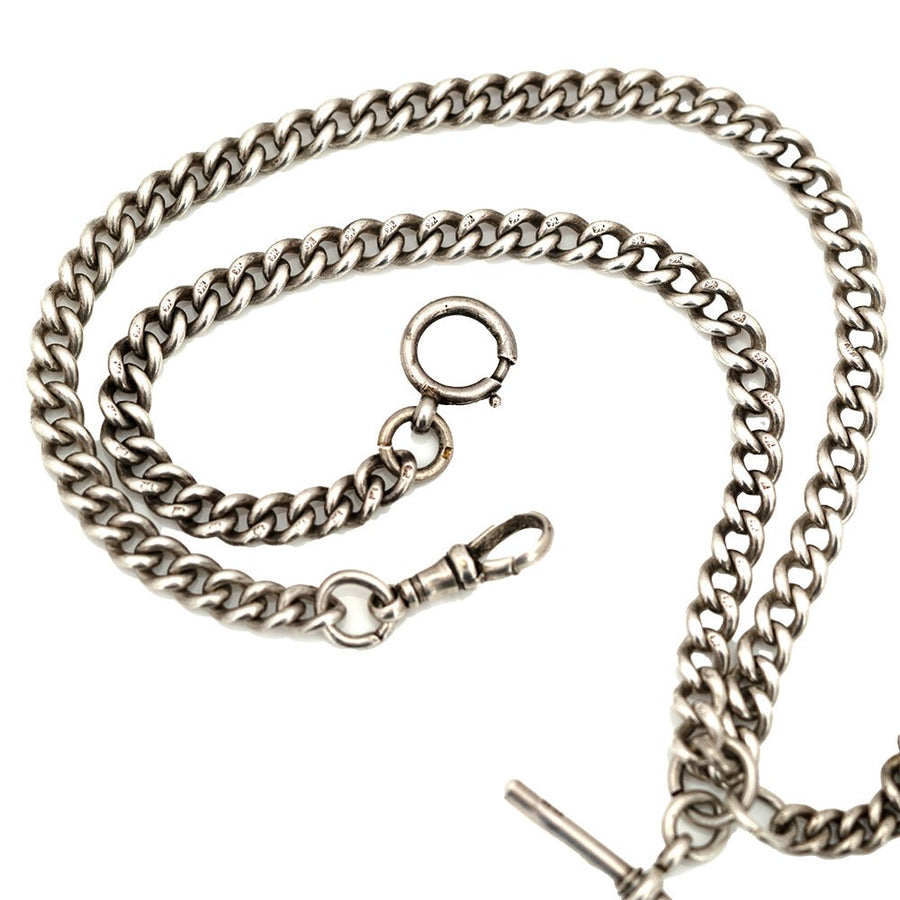 Vintage 1940s Sterling Silver Albert Watch Chain Necklace