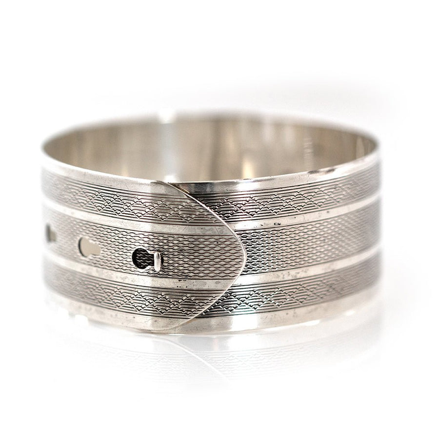 Vintage 1946 Charles Horner Silver Buckle Bangle Bracelet