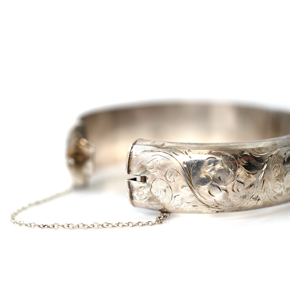 Brazalete de plata grabado, vintage 1957, view 4