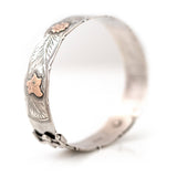 Vintage 1960 Scottish Silver and Rose Gold Ivy Bangle Bracelet