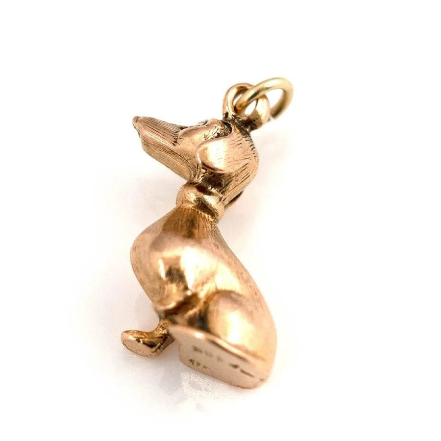 Vintage 1970s Heavy Dachshund 9ct Gold Charm Necklace
