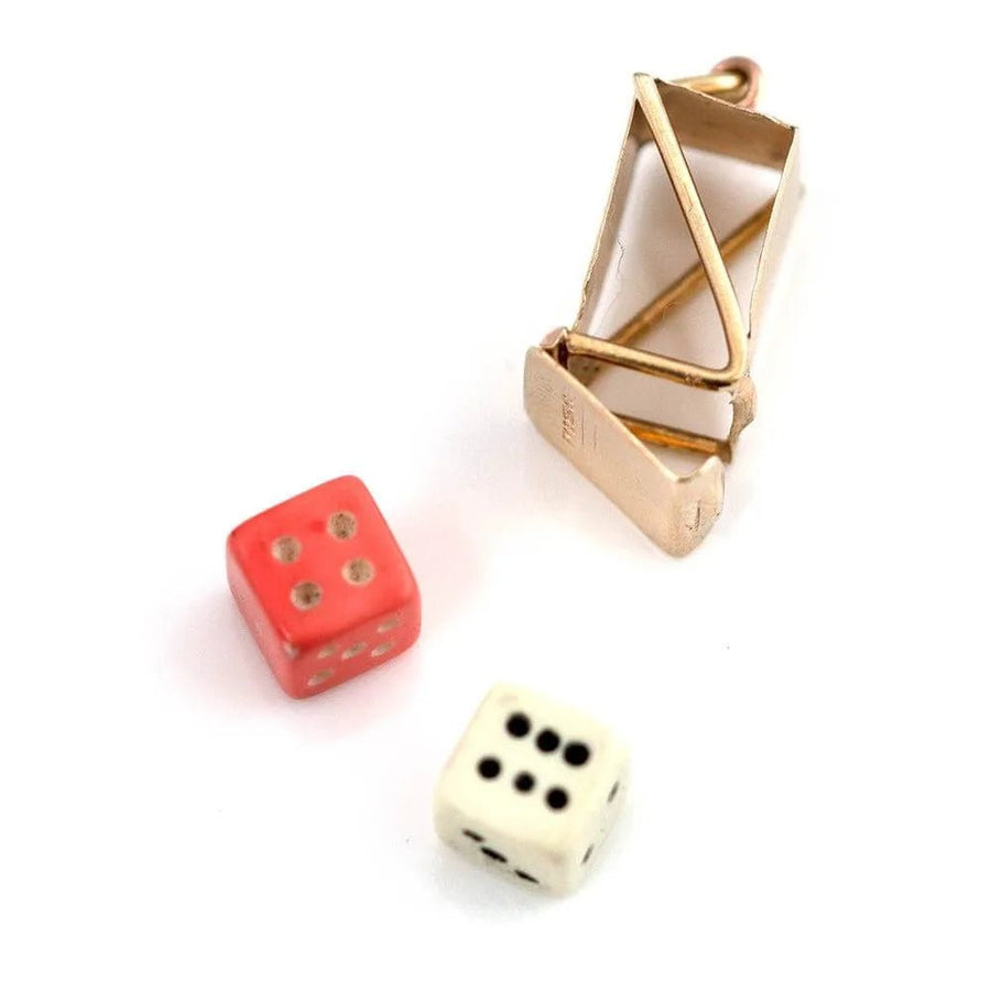 Vintage 1973 "Throw The Dice" 9ct Gold Charm Necklace