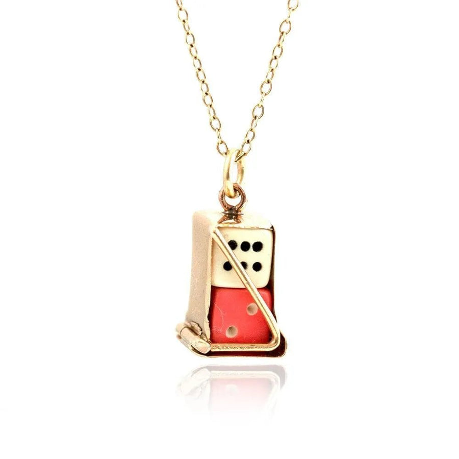 Vintage 1973 "Throw The Dice" 9ct Gold Charm Necklace