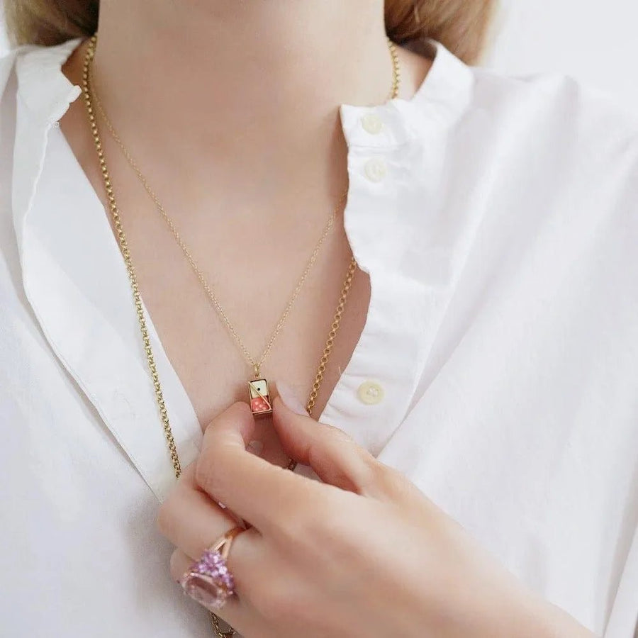 Vintage 1973 "Throw The Dice" 9ct Gold Charm Necklace