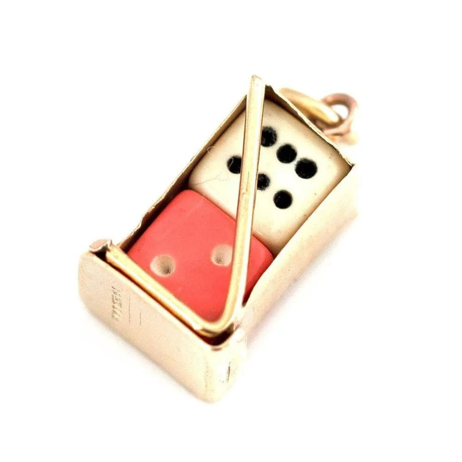 Vintage 1973 "Throw The Dice" 9ct Gold Charm Necklace