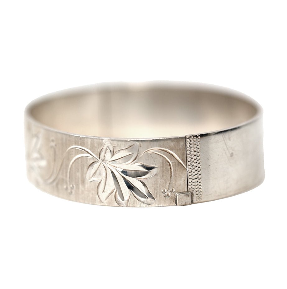 Vintage 1974 Floral Silver Bangle Bracelet – Mayveda Jewelry
