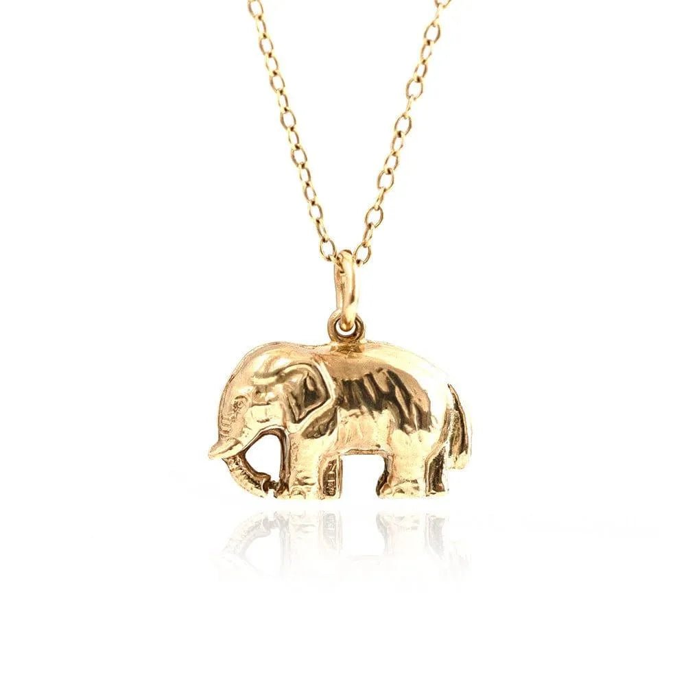 Vintage 1977 Elephant 9ct Gold Charm Necklace