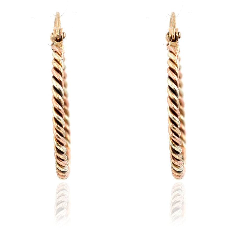 VINTAGE Earrings Vintage 9ct Gold Twisted Rope Hoop Earrings Mayveda Jewellery