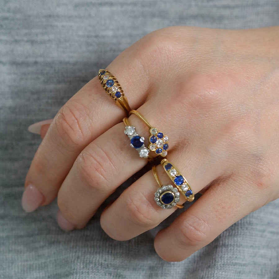 Vintage Edwardian 18ct Sapphire Diamond Ring