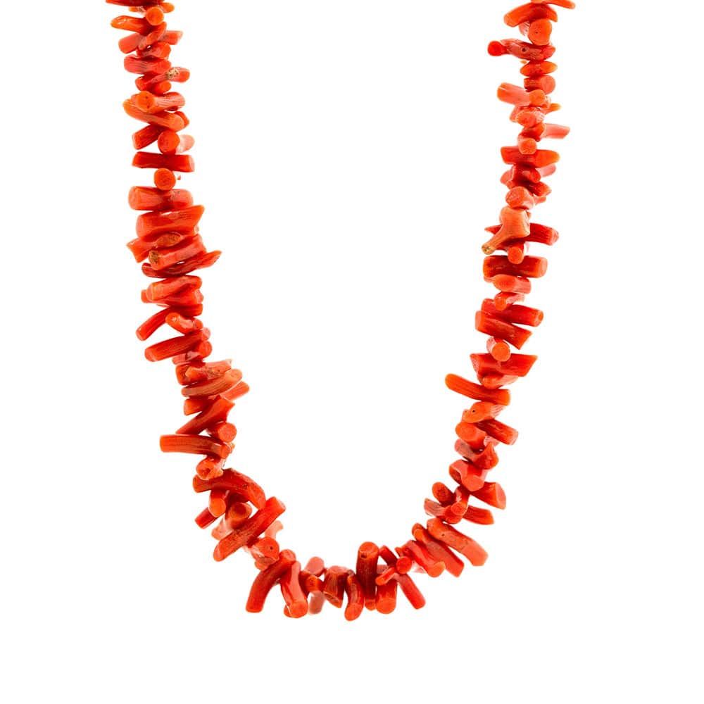 Collar vintage de gema de coral frondoso