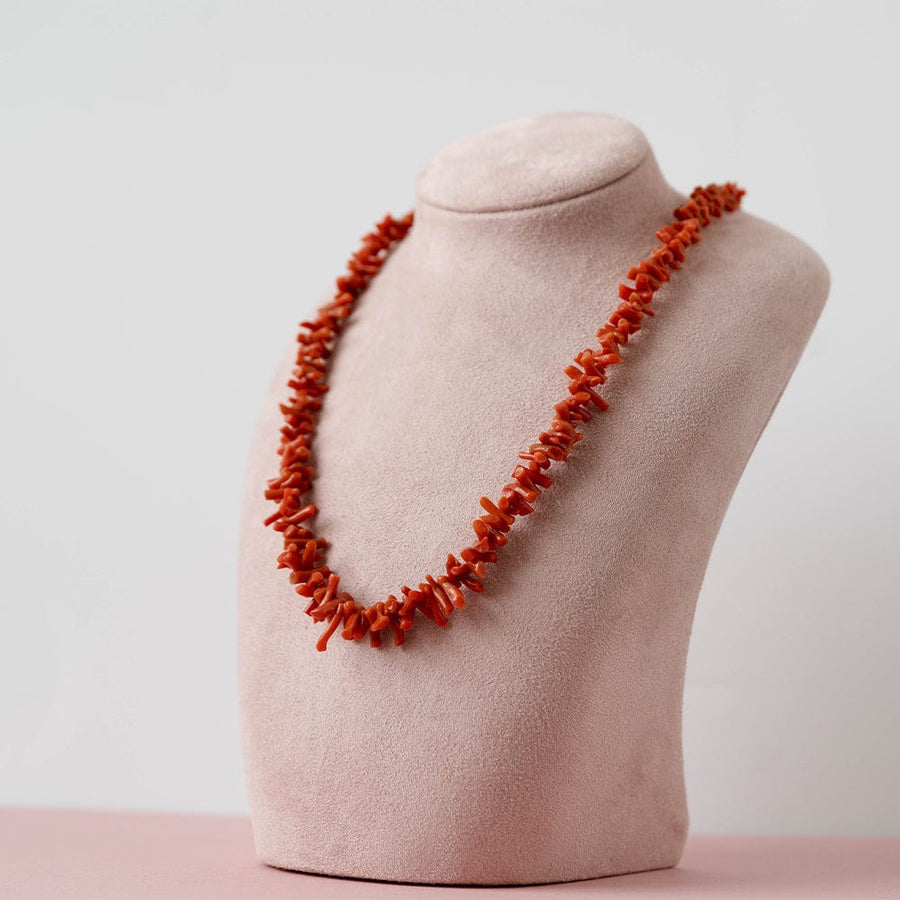 VINTAGE Necklaces Vintage Frond Coral Beaded Necklace Mayveda Jewellery