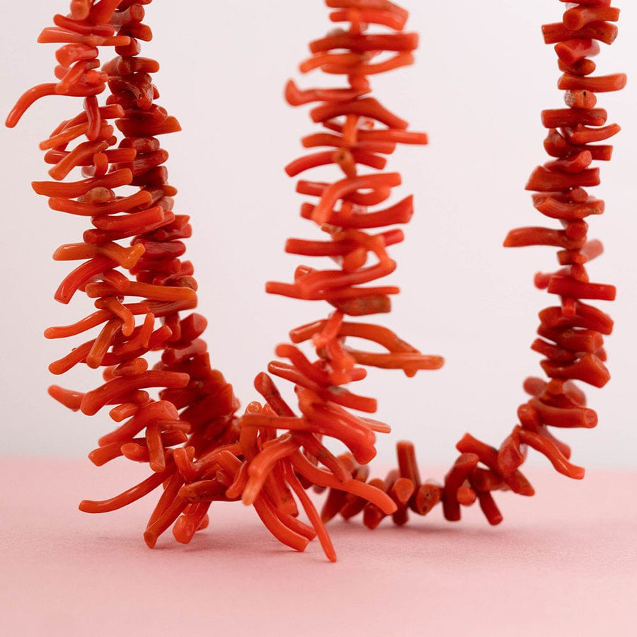 VINTAGE Necklaces Vintage Frond Coral Beaded Necklace Mayveda Jewellery