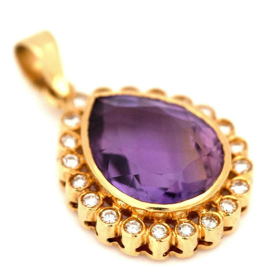 Vintage Pear Cut Ametrine 0.63ct Diamond 18ct Gold Necklace