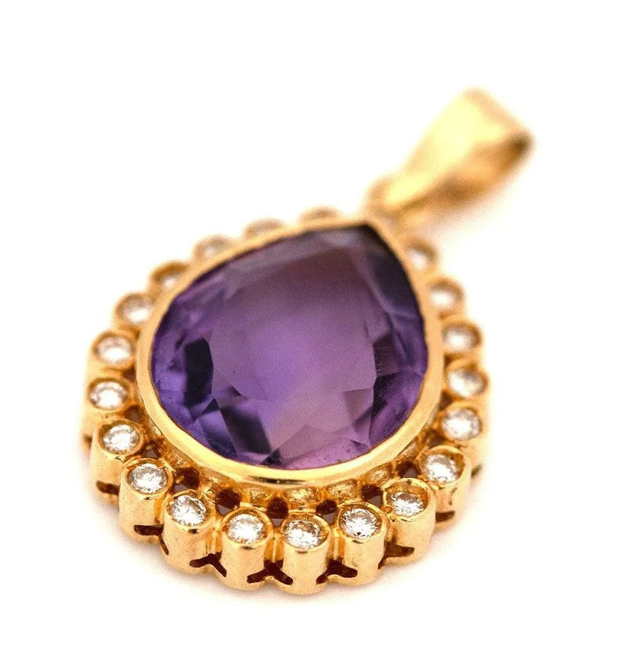 Vintage Pear Cut Ametrine 0.63ct Diamond 18ct Gold Necklace