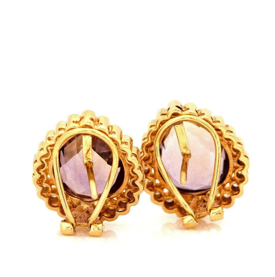 Vintage Pear Cut Ametrine 1.26ct Diamond 18ct Gold Earrings