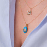 Enamel Violette Diamond Star Gold Pendant