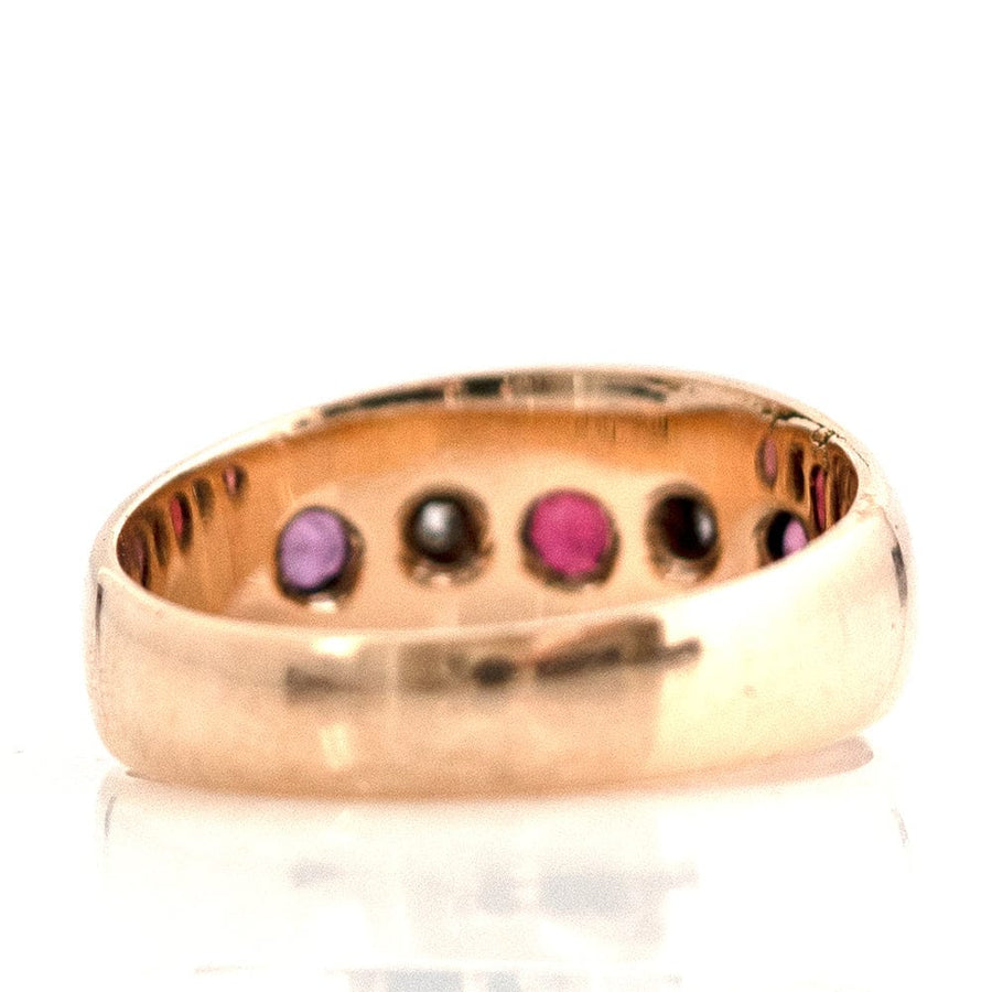 1900 Ring Antique 1914 Diamond Ruby 9ct Gold Gypsy Star Ring Mayveda Jewellery