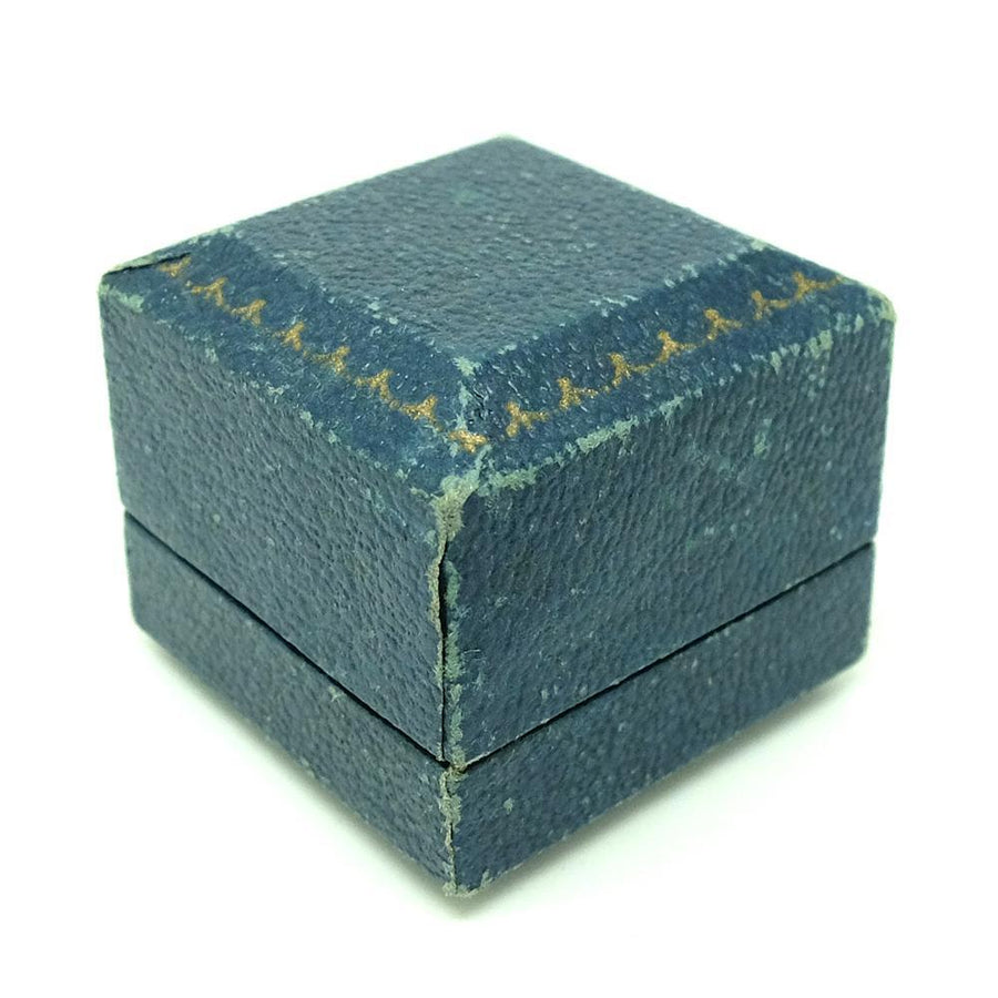 Vintage 1920s Blue Leather Velvet Ring Box