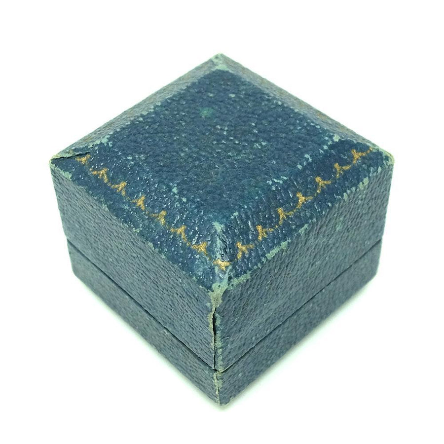 Vintage 1920s Blue Leather Velvet Ring Box