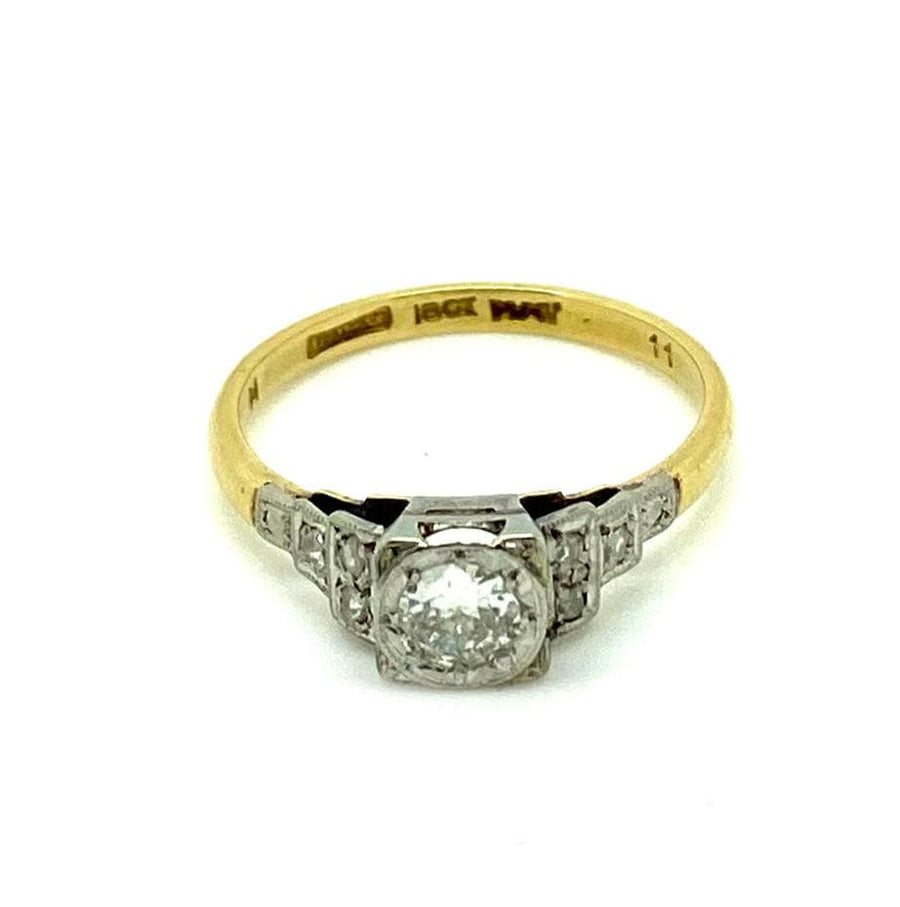 Art Deco 1920s 0.25ct Diamond Platinum 18ct Gold Ring