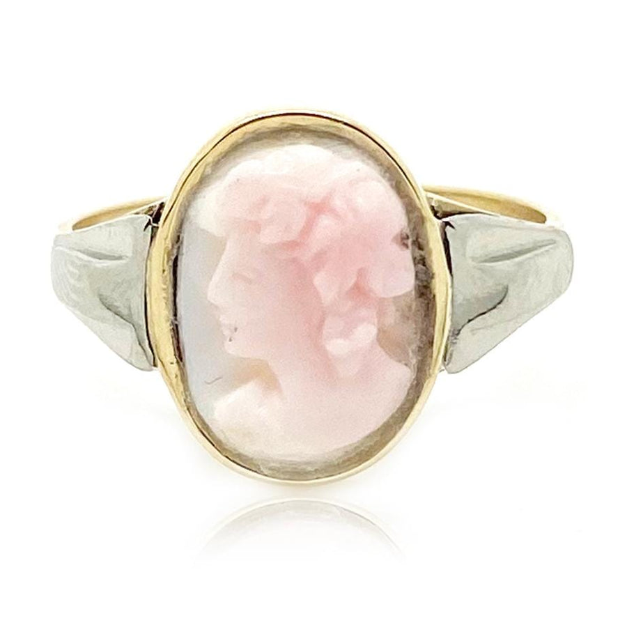 1920s Ring Vintage Art Deco Conch Shell Cameo 9ct Gold Ring