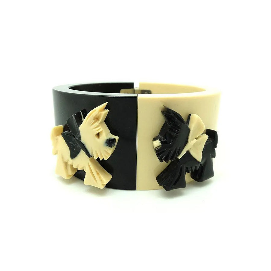 Vintage 1930s Bakelite Scottie Dog Bangle Bracelet - Mayveda Jewelry