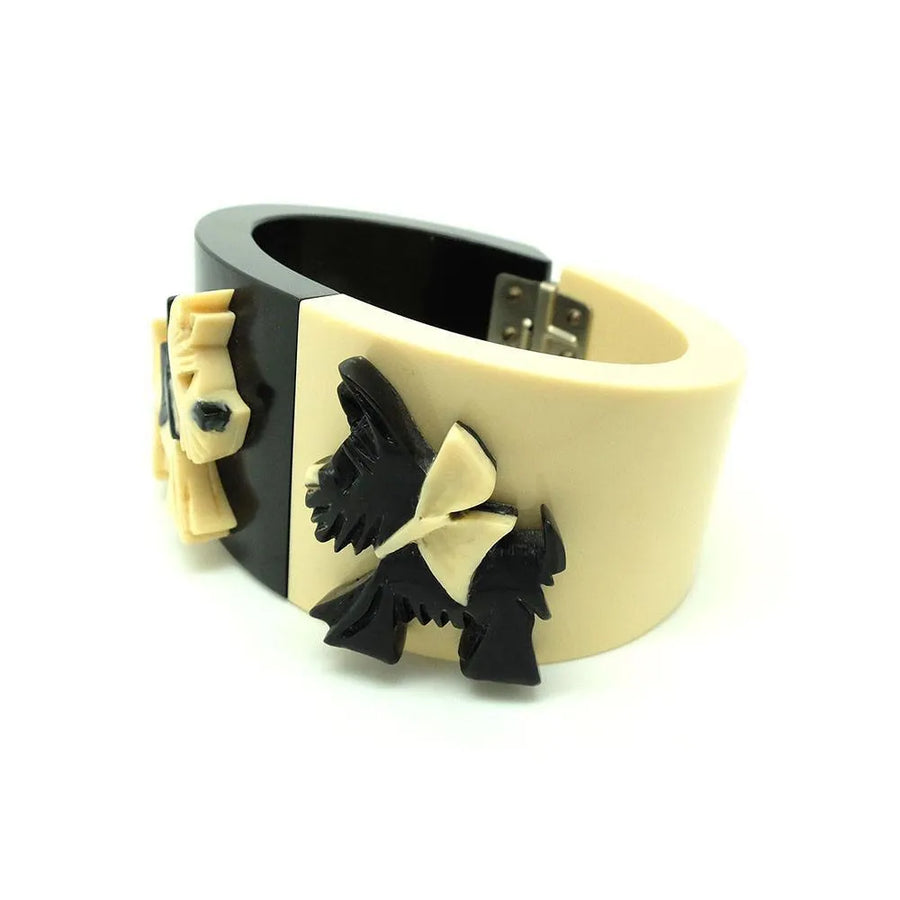 Vintage 1930s Bakelite Scottie Dog Bangle Bracelet - Mayveda Jewelry