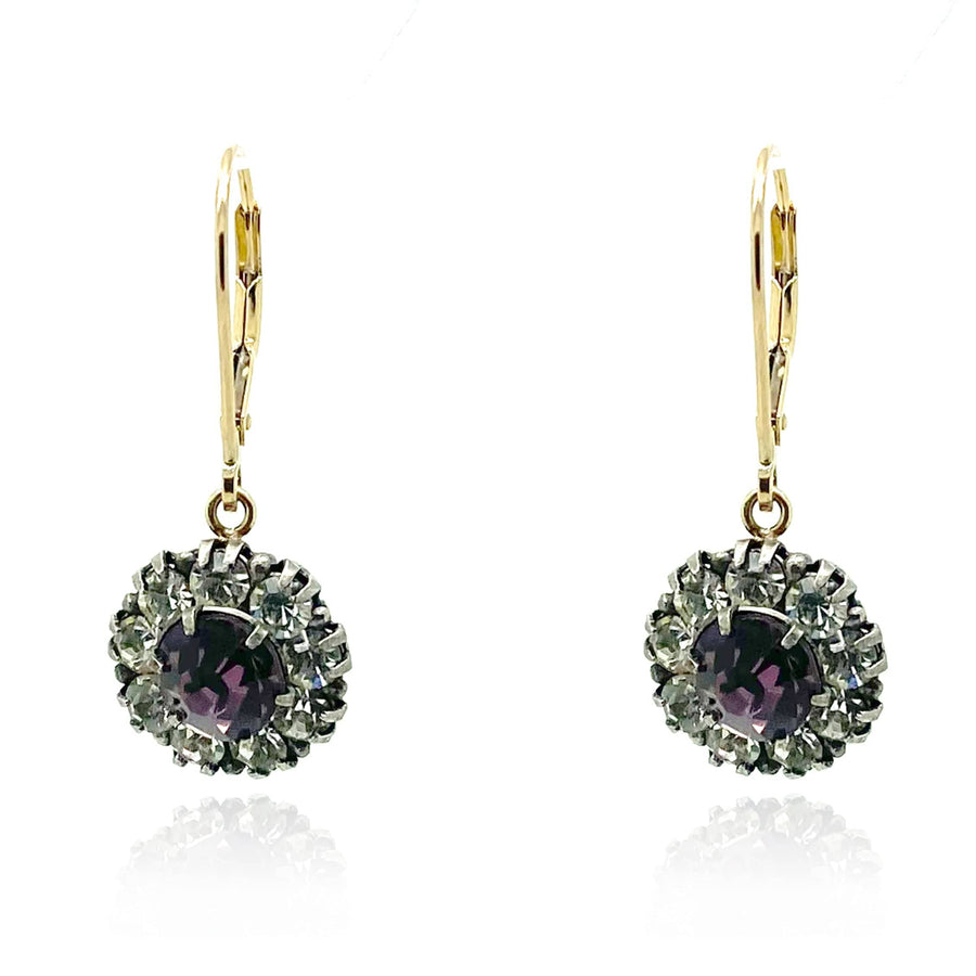 1930s Earrings Vintage 1930s Purple Paste Silver Gold Drop Earrings Mayveda Jewellery