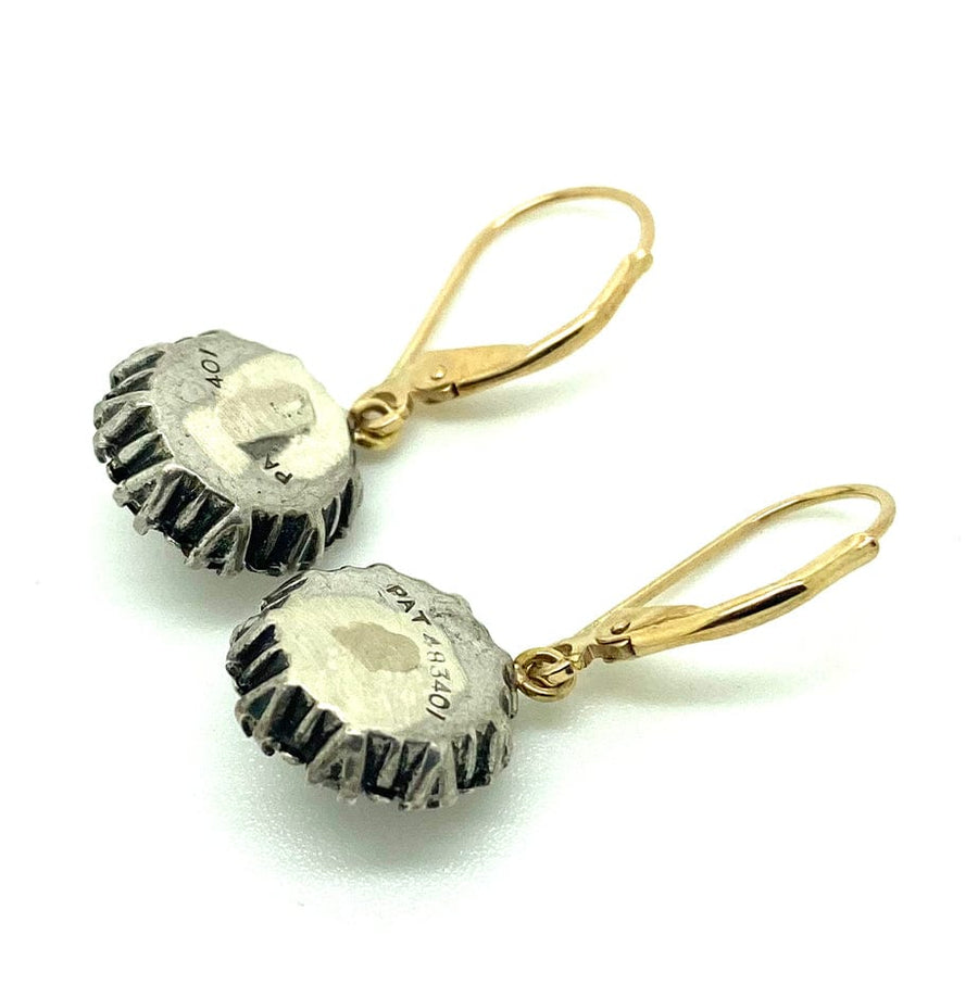 1930s Earrings Vintage 1930s Purple Paste Silver Gold Drop Earrings Mayveda Jewellery