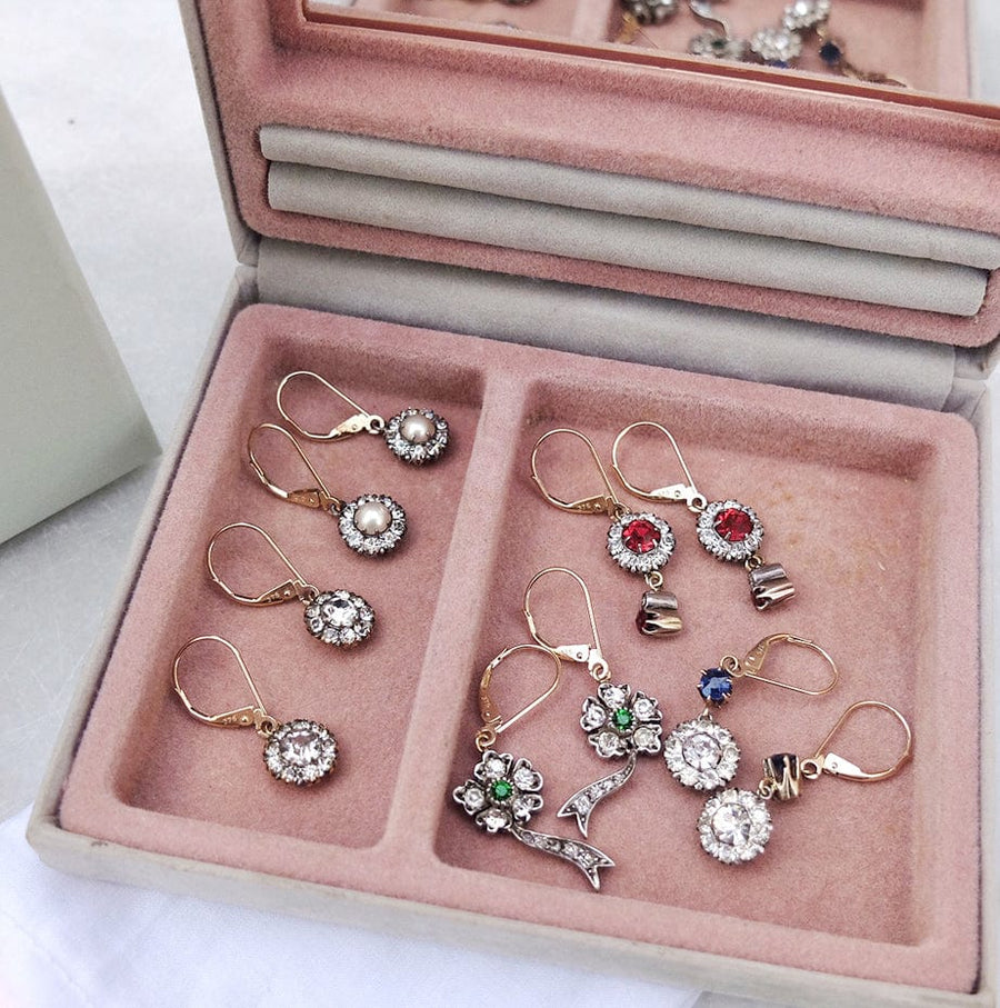 1930s Earrings Vintage 1930s Ruby Diamond Paste Silver Gold Drop Earrings Mayveda Jewellery