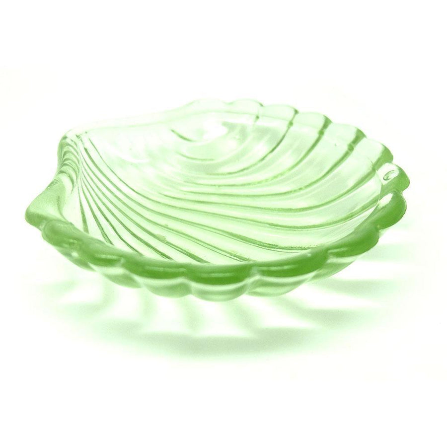 Vintage 1930s Green Glass Shell Ring Dish
